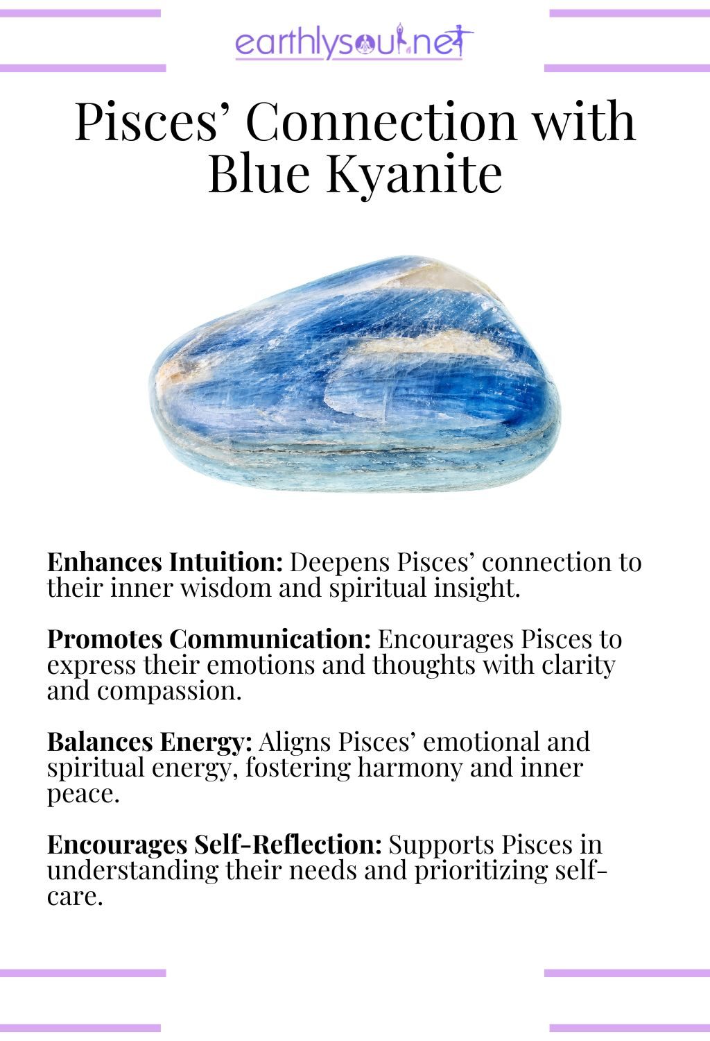 Blue kyanite crystal, enhancing intuition and promoting communication, perfect for pisces zodiac signs.