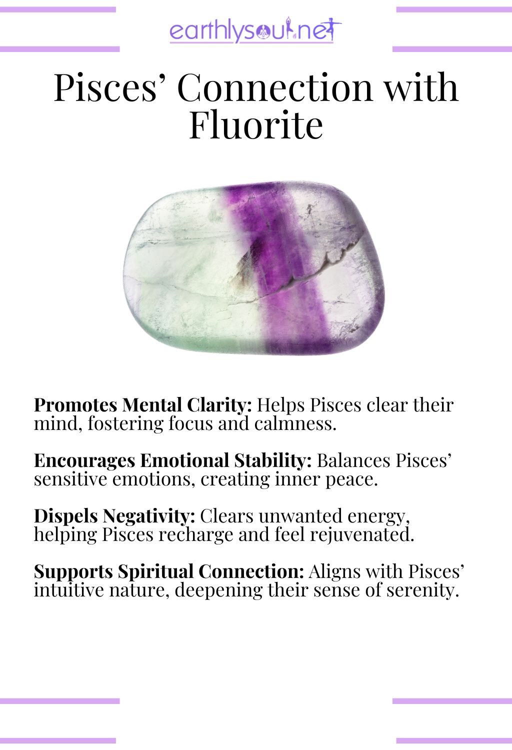 Fluorite crystal, promoting mental clarity and emotional stability, perfect for pisces zodiac signs seeking inner peace.