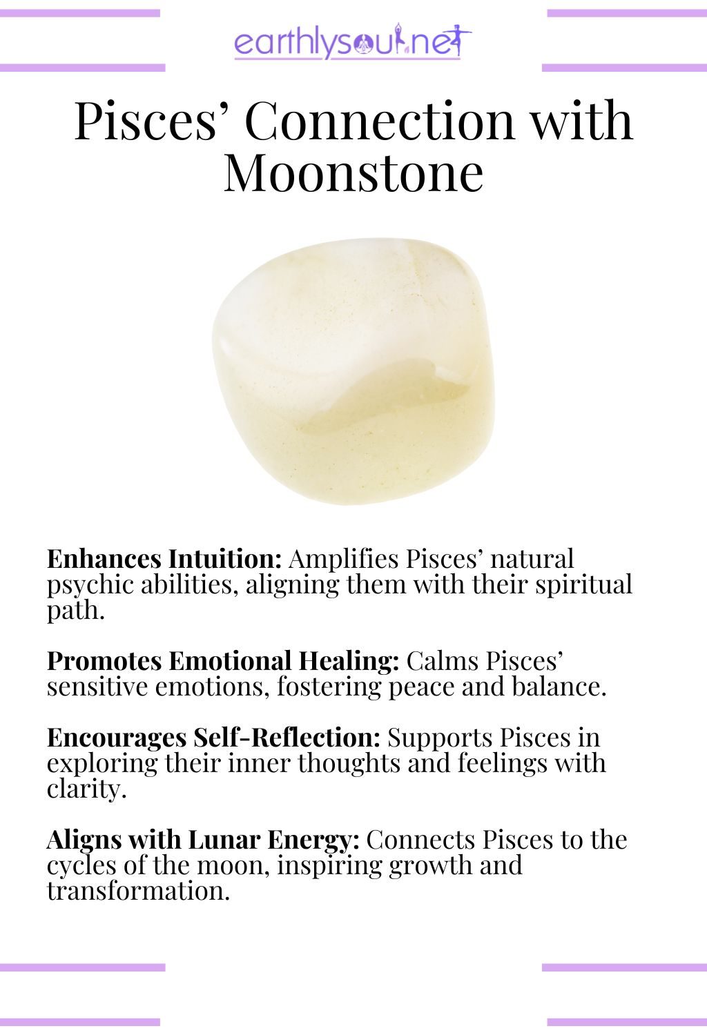 Moonstone crystal, enhancing intuition and promoting emotional healing, ideal for pisces zodiac signs.