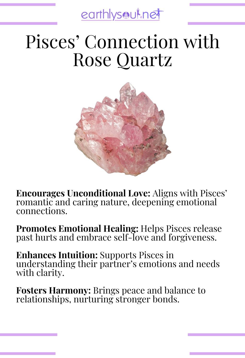 Rose quartz crystal, encouraging unconditional love and promoting emotional healing, ideal for pisces zodiac signs in relationships.