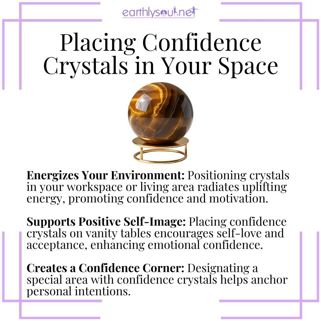Confidence crystals placed in your space to uplift energy, boost motivation, and support self-assurance.