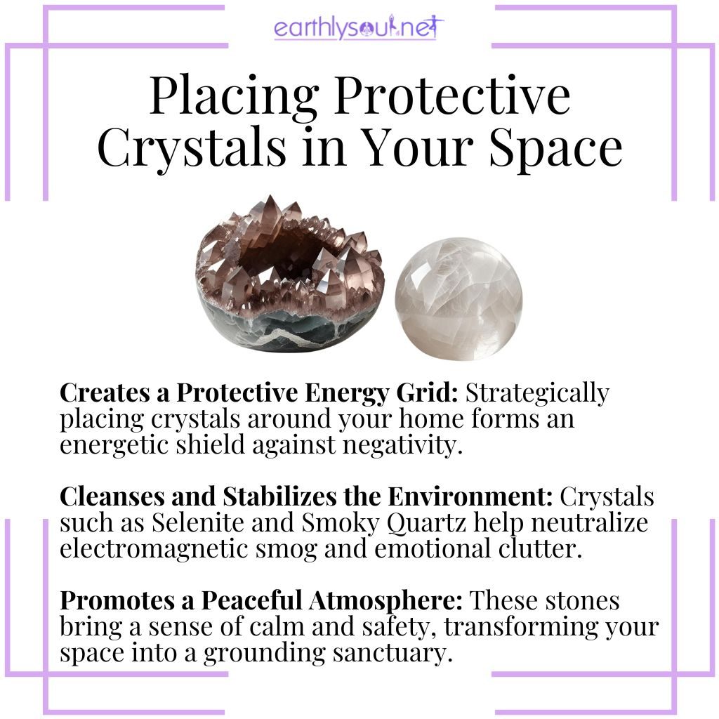 Protective crystals placed in your space create an energy shield, cleanse the environment, and promote peace and safety.