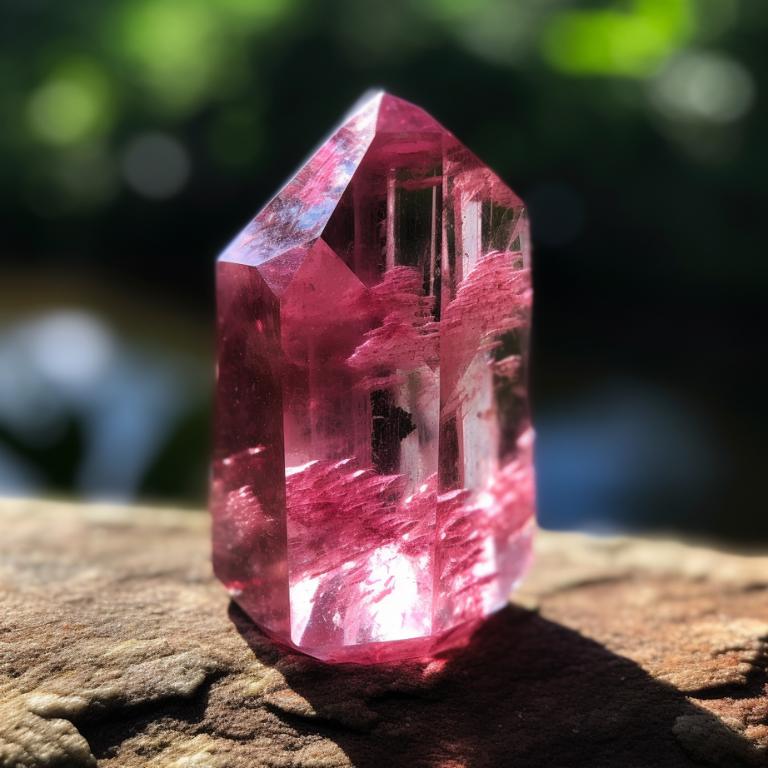 Polished pink tourmaline crystal