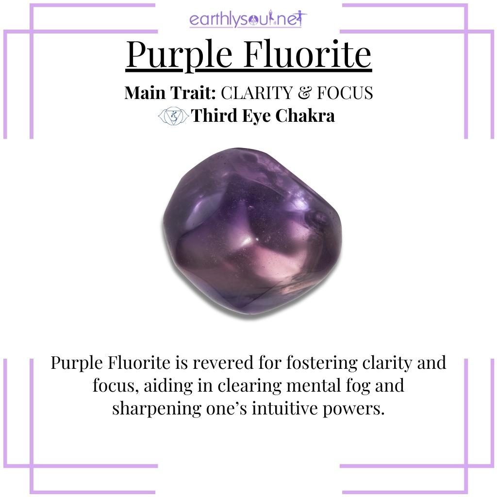 Vibrant purple fluorite crystal for mental clarity and intuitive sharpness