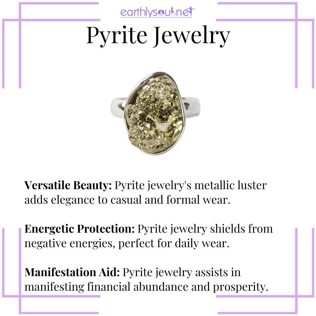 Pyrite jewelry combining versatile beauty, energetic protection, and aiding in financial manifestation