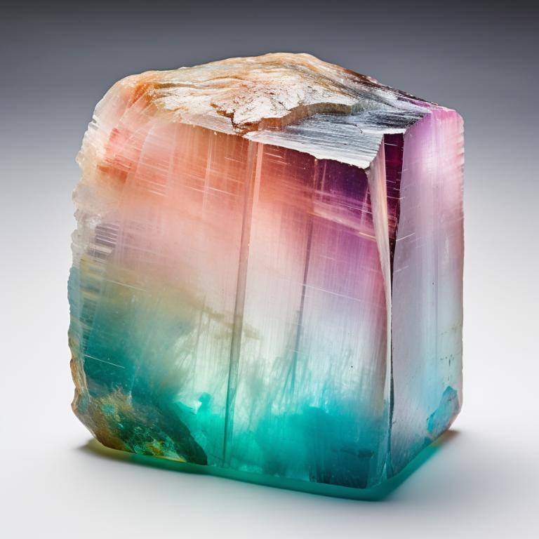 High-resolution product photo of a rainbow fluorite crystal