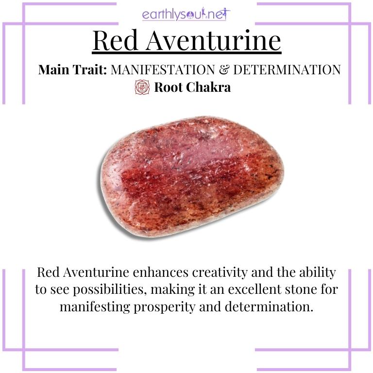 Bright red aventurine for manifestation and determination