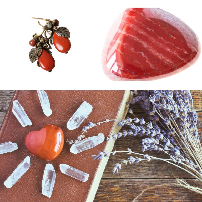 Red jasper earrings, stone and heart