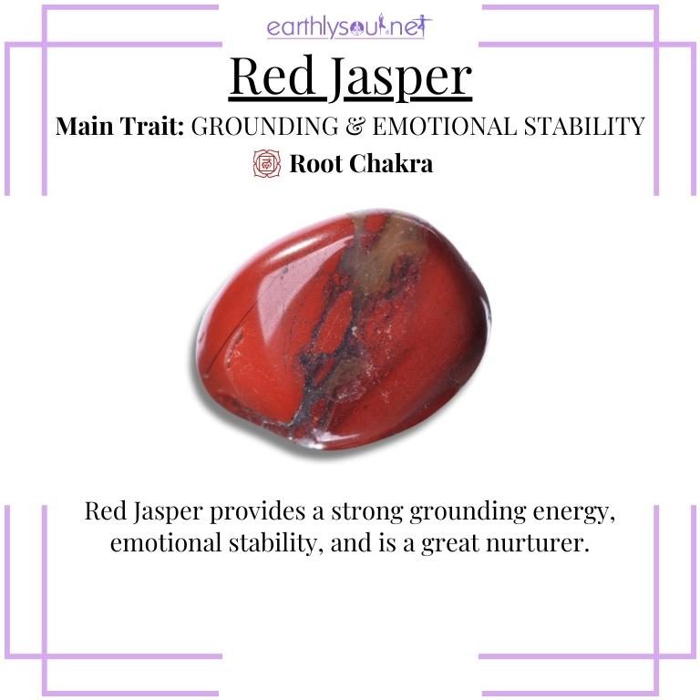 Rich red jasper for grounding and emotional stability