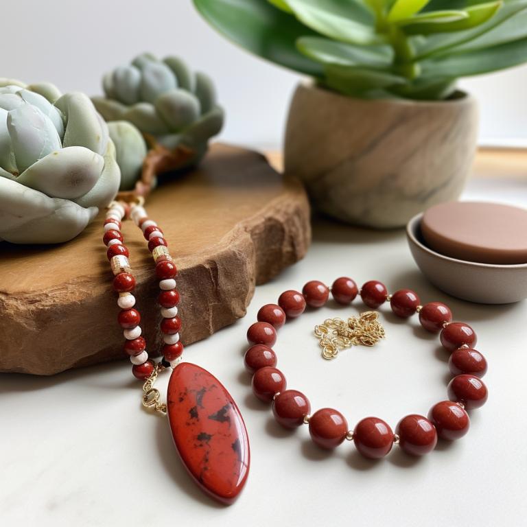 Red jasper necklace, pendant and bracelet