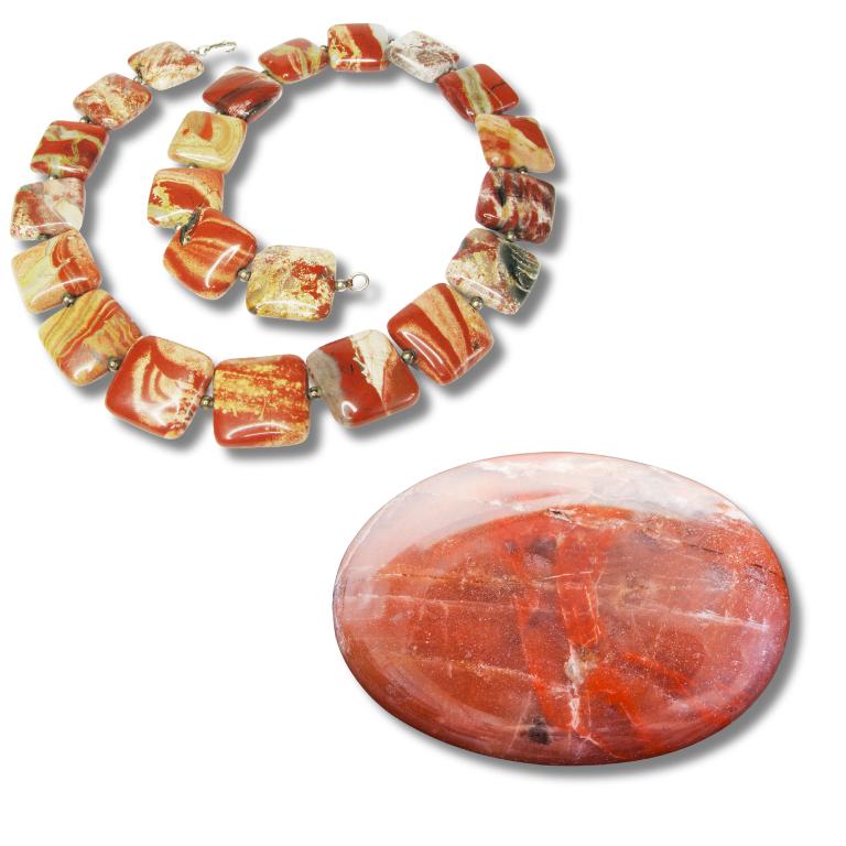 Red jasper stone and necklace