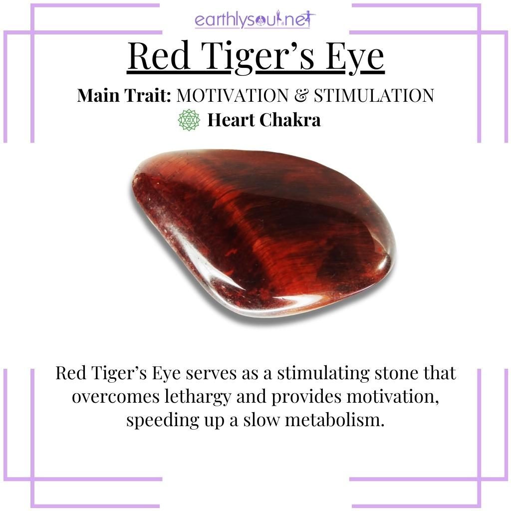 Banded red tiger’s eye providing stimulation and overcoming lethargy