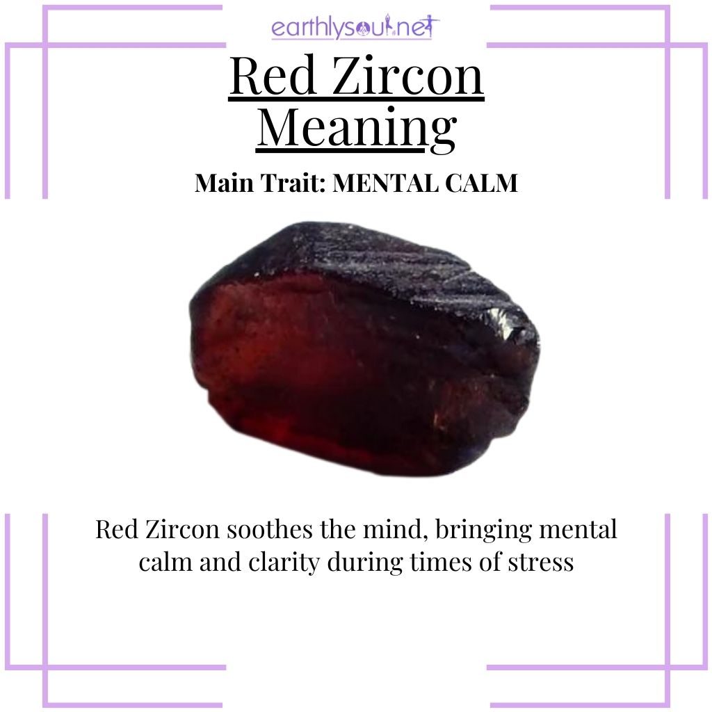 Calming red zircon for mental clarity and stress relief