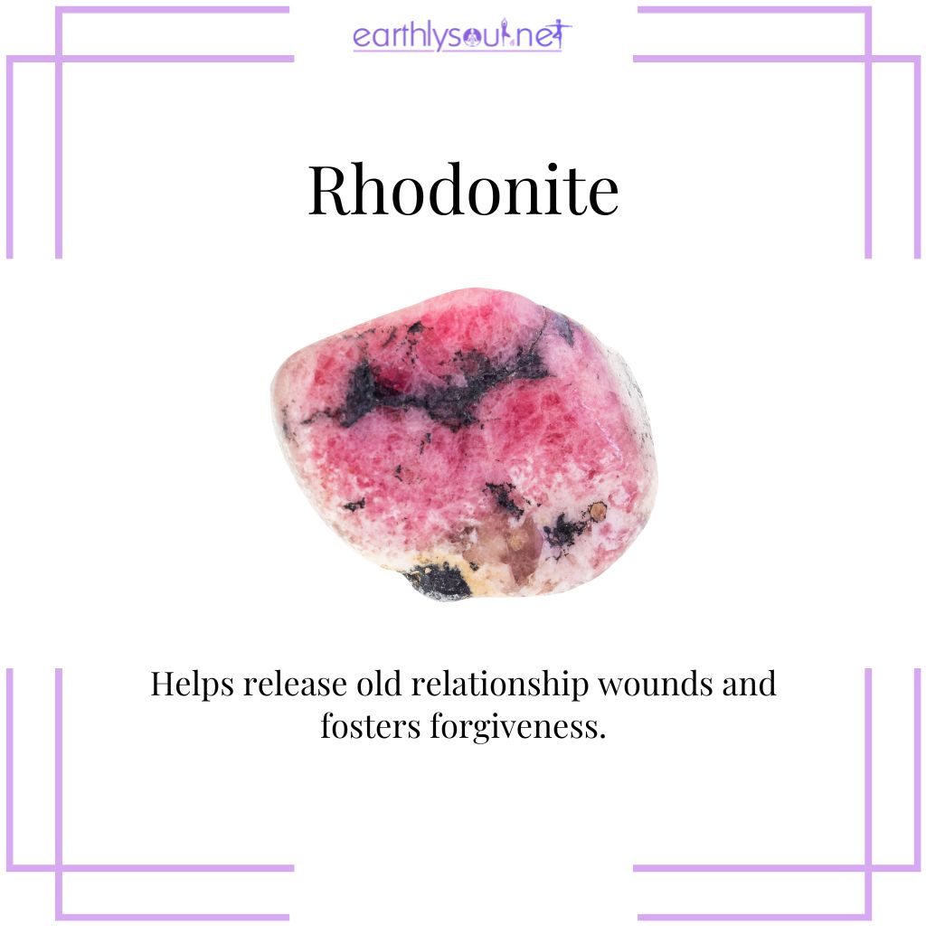 Rhodonite crystal for healing and forgiveness in venus retrograde
