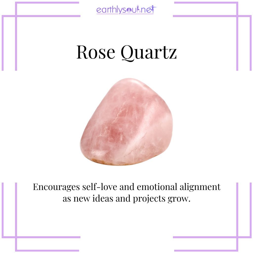 Rose quartz for emotional growth in waxing crescent