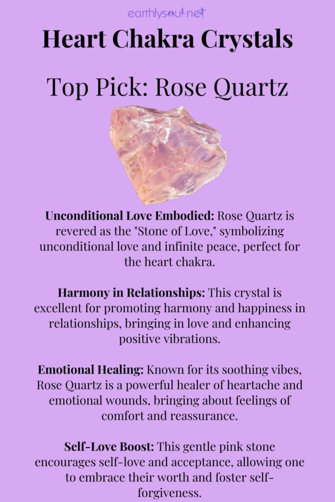 Soft pink rose quartz, the stone of unconditional love, associated with the heart chakra