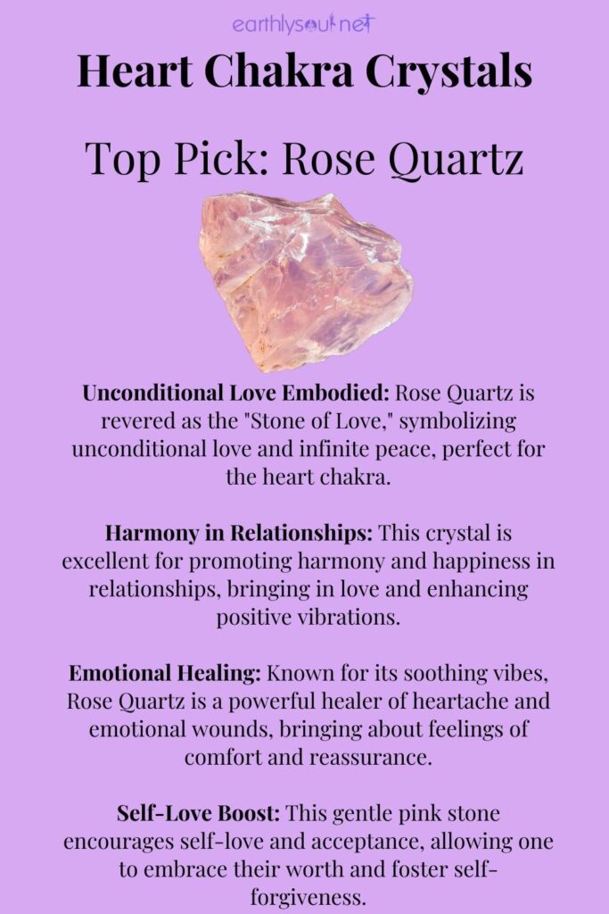 Soft pink rose quartz, the stone of unconditional love, associated with the heart chakra
