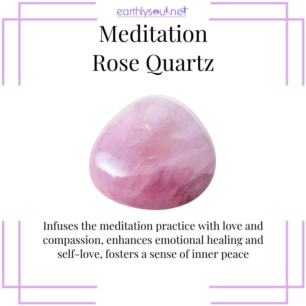 Rose quartz, the crystal of love and inner peace, perfect for heart-centered meditation.