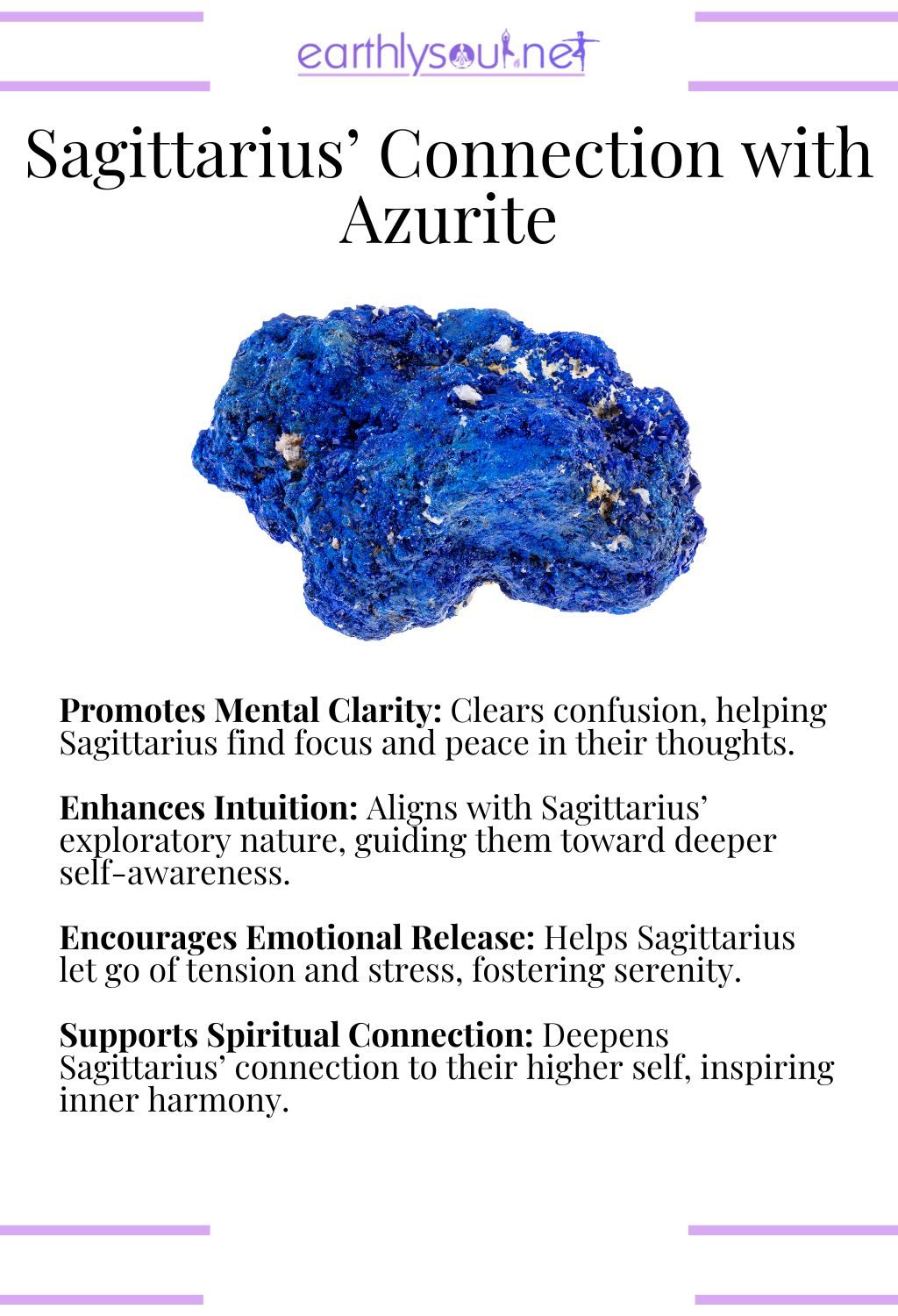 Azurite crystal, promoting mental clarity and enhancing spiritual connection, perfect for sagittarius zodiac signs seeking inner peace.