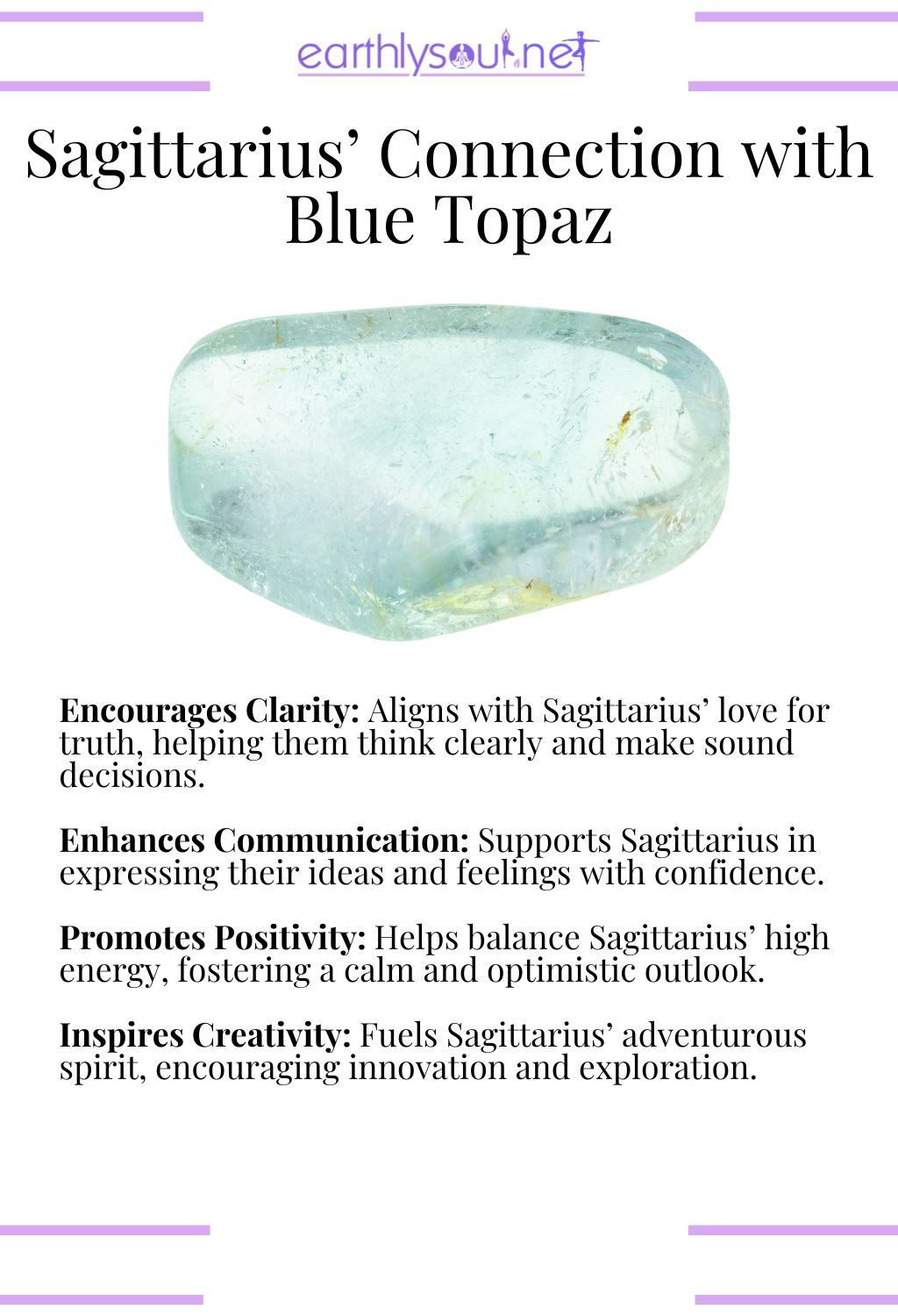 Blue topaz crystal, encouraging clarity and enhancing communication, perfect for sagittarius zodiac signs.