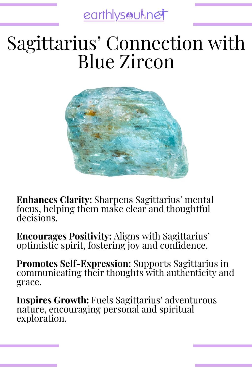 Blue zircon crystal, enhancing clarity and promoting self-expression, perfect for sagittarius zodiac signs.