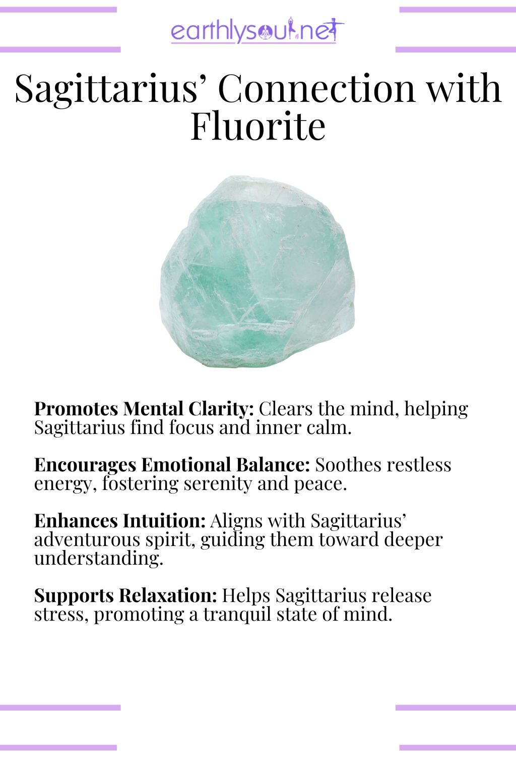 Fluorite crystal, promoting mental clarity and emotional balance, perfect for sagittarius zodiac signs seeking inner peace.