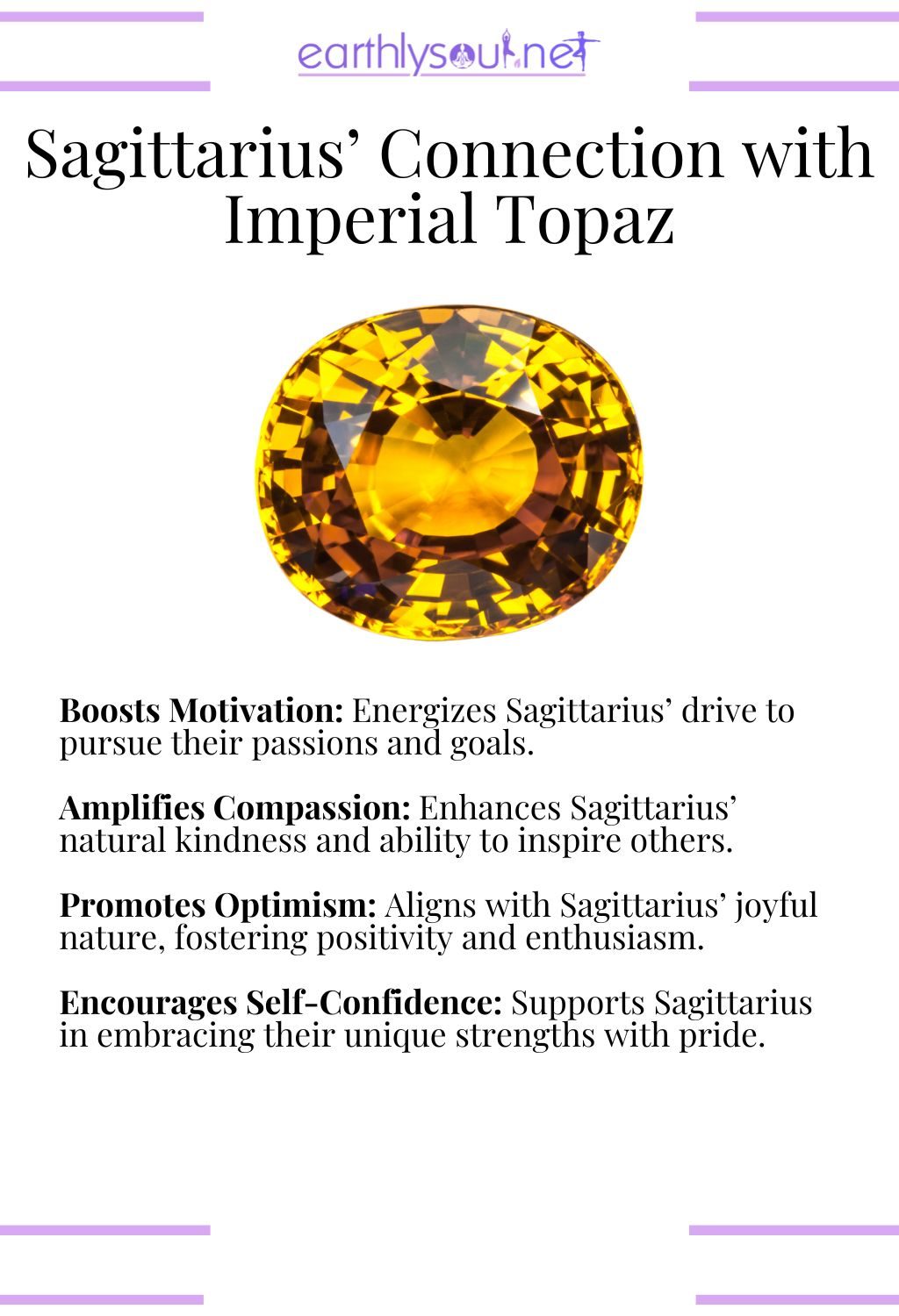 Imperial topaz crystal, boosting motivation and amplifying compassion, ideal for sagittarius zodiac signs.