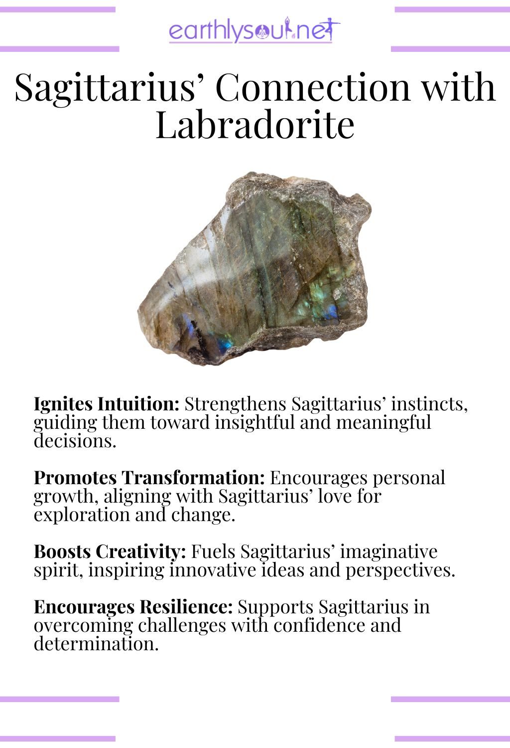 Labradorite crystal, igniting intuition and promoting transformation, ideal for sagittarius zodiac signs.