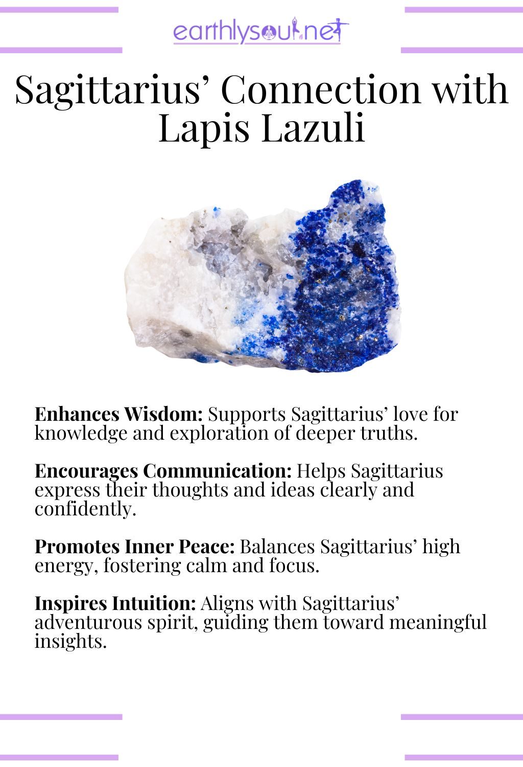 Lapis lazuli crystal, enhancing wisdom and promoting inner peace, ideal for sagittarius zodiac signs.
