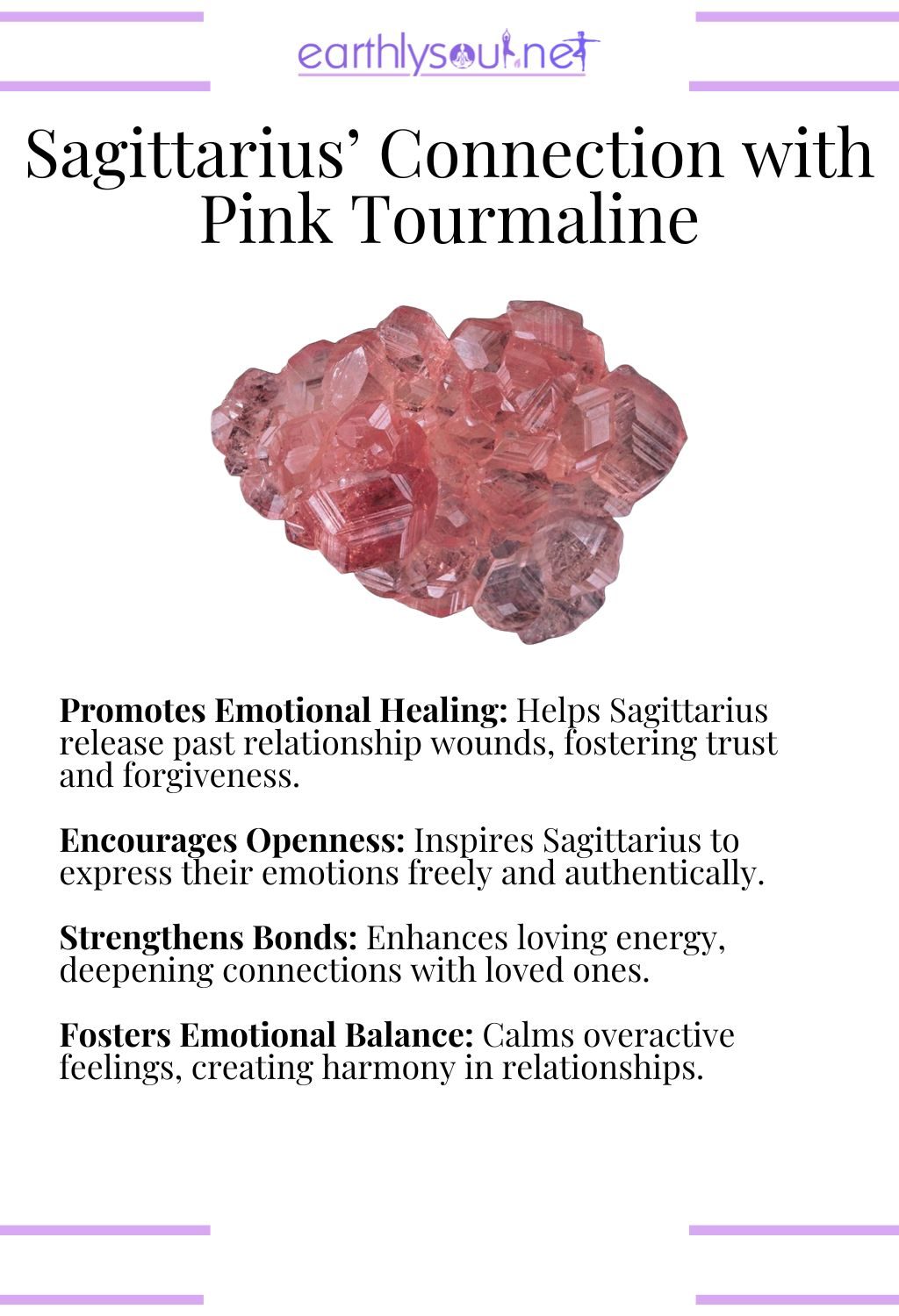 Pink tourmaline crystal, promoting emotional healing and strengthening bonds, perfect for sagittarius zodiac signs in relationships.