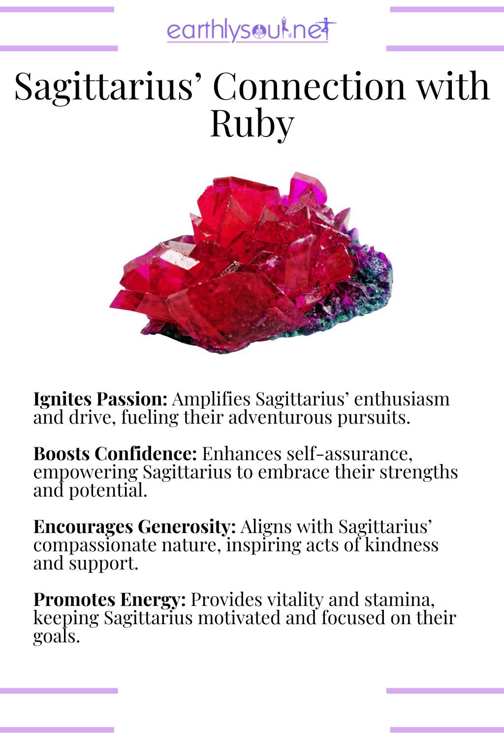 Ruby crystal, igniting passion and boosting confidence, ideal for sagittarius zodiac signs.