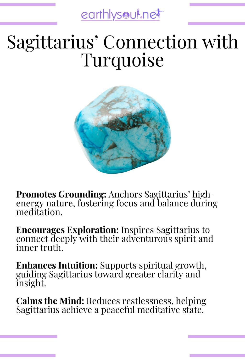 Turquoise crystal, promoting grounding and enhancing intuition, ideal for sagittarius meditation.