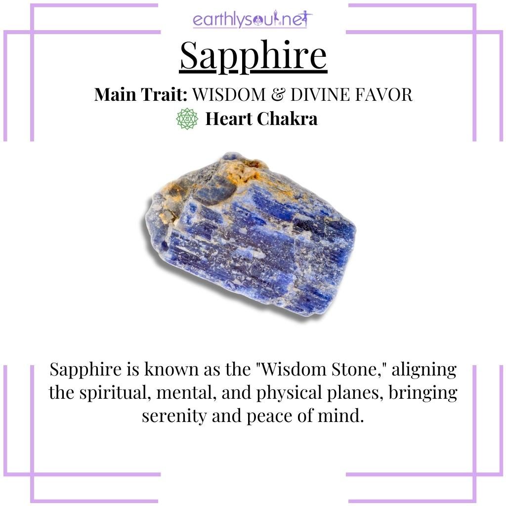 Brilliant blue sapphire bringing wisdom and aligning spiritual, mental, and physical planes