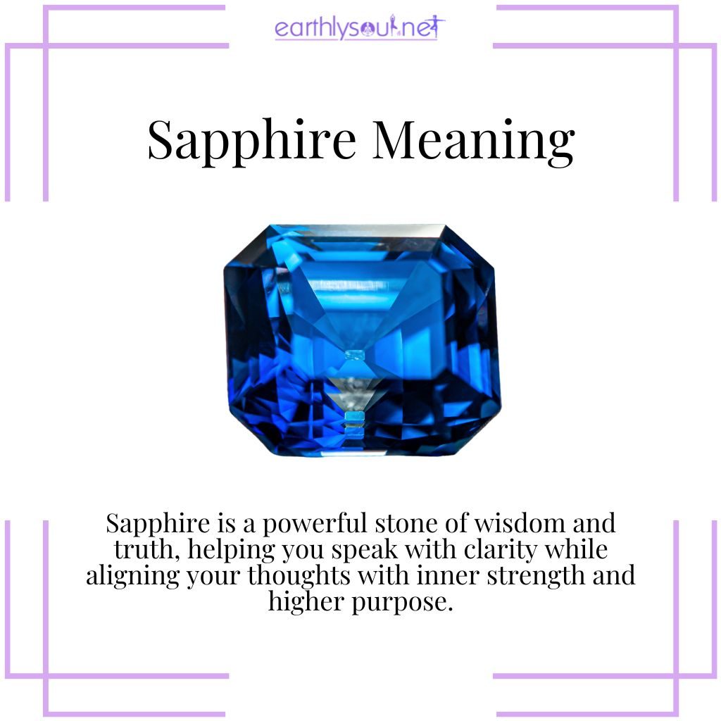 Sapphire meaning – a wisdom stone that enhances clarity, truth, and confident self-expression.