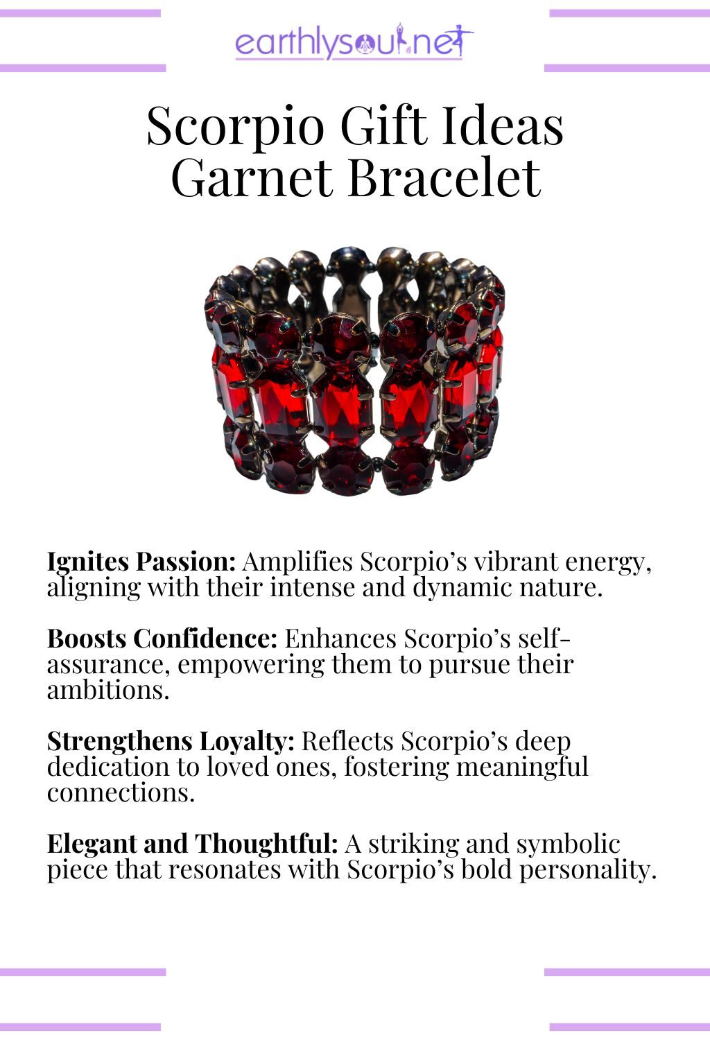 Garnet bracelet, igniting passion and boosting confidence, perfect as a gift for scorpio zodiac signs.