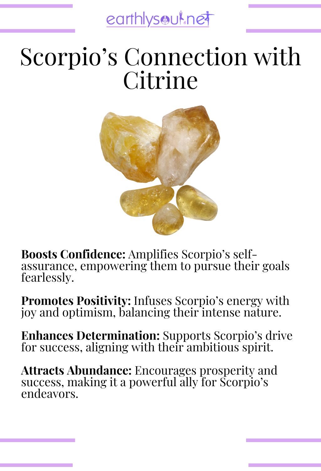 Citrine crystal, boosting confidence and promoting positivity, perfect for scorpio zodiac signs.