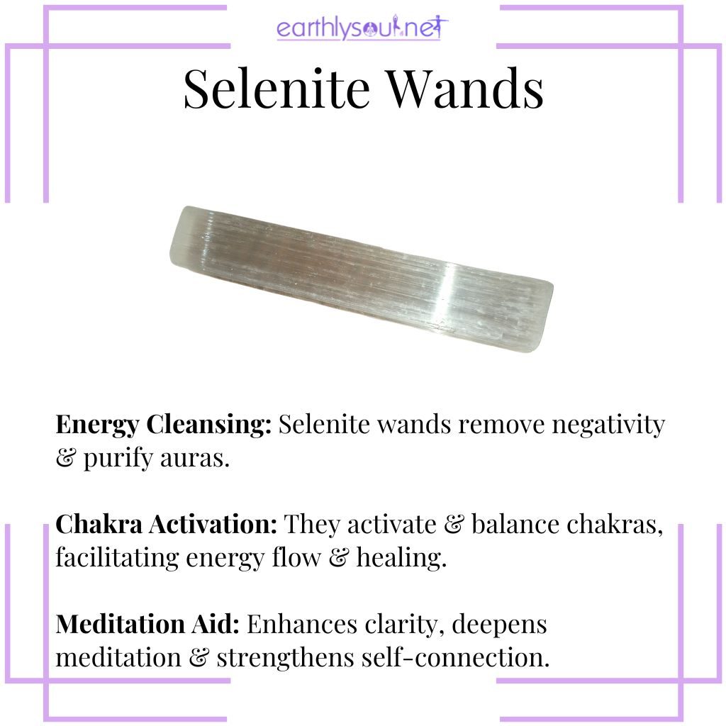 Selenite wands for energy cleansing, chakra activation, and enhanced meditation