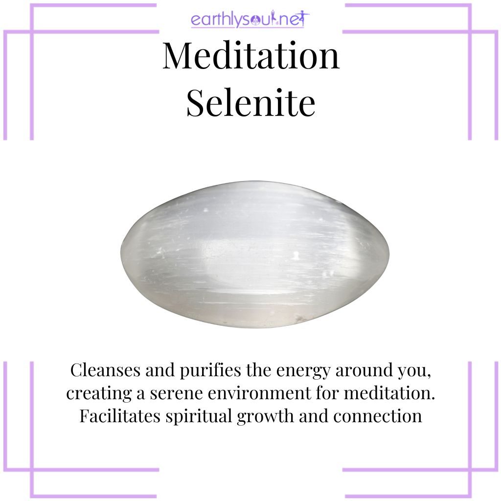 Selenite, your gateway to a pure and spiritually charged meditation space.