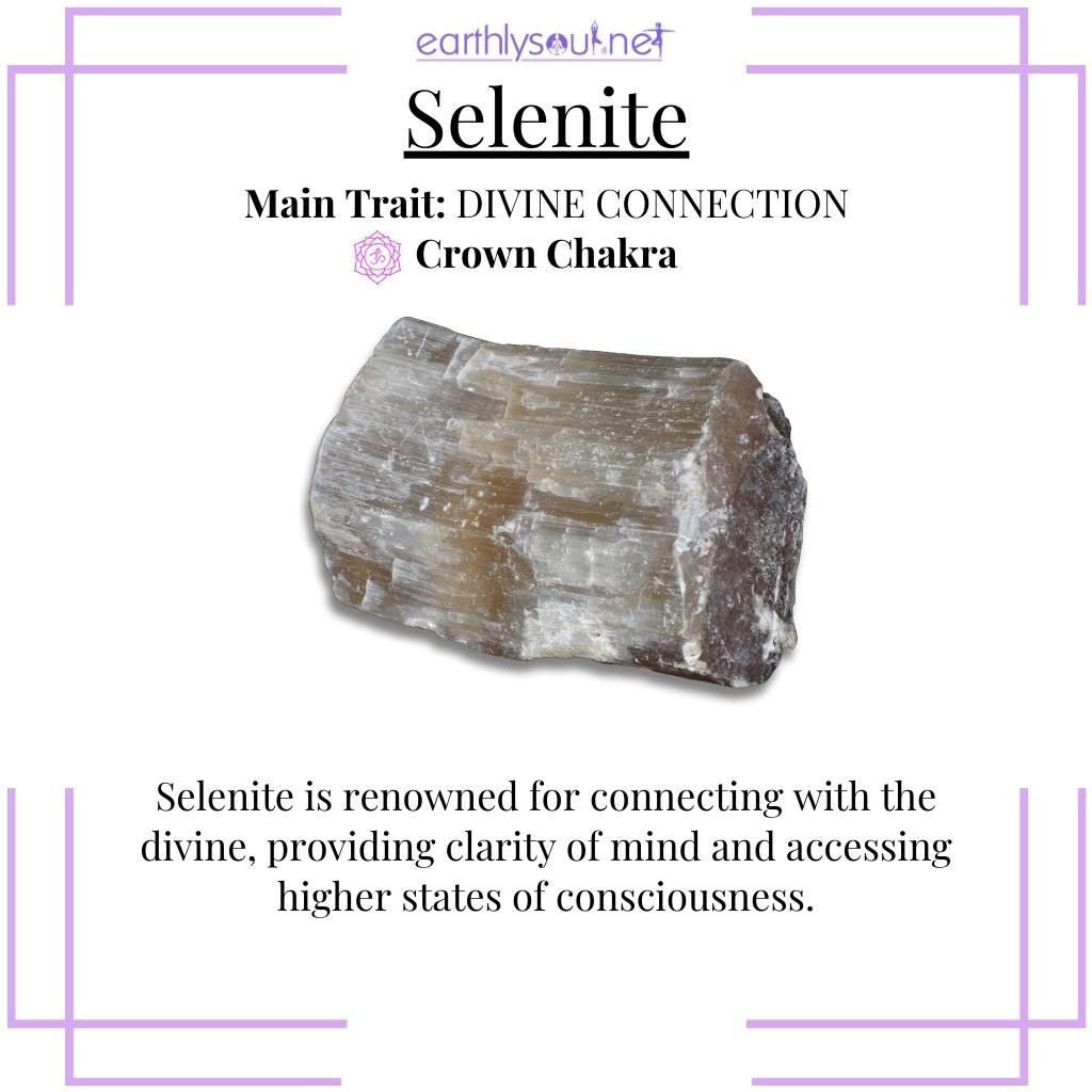 Radiant selenite promoting divine connection and mental clarity.