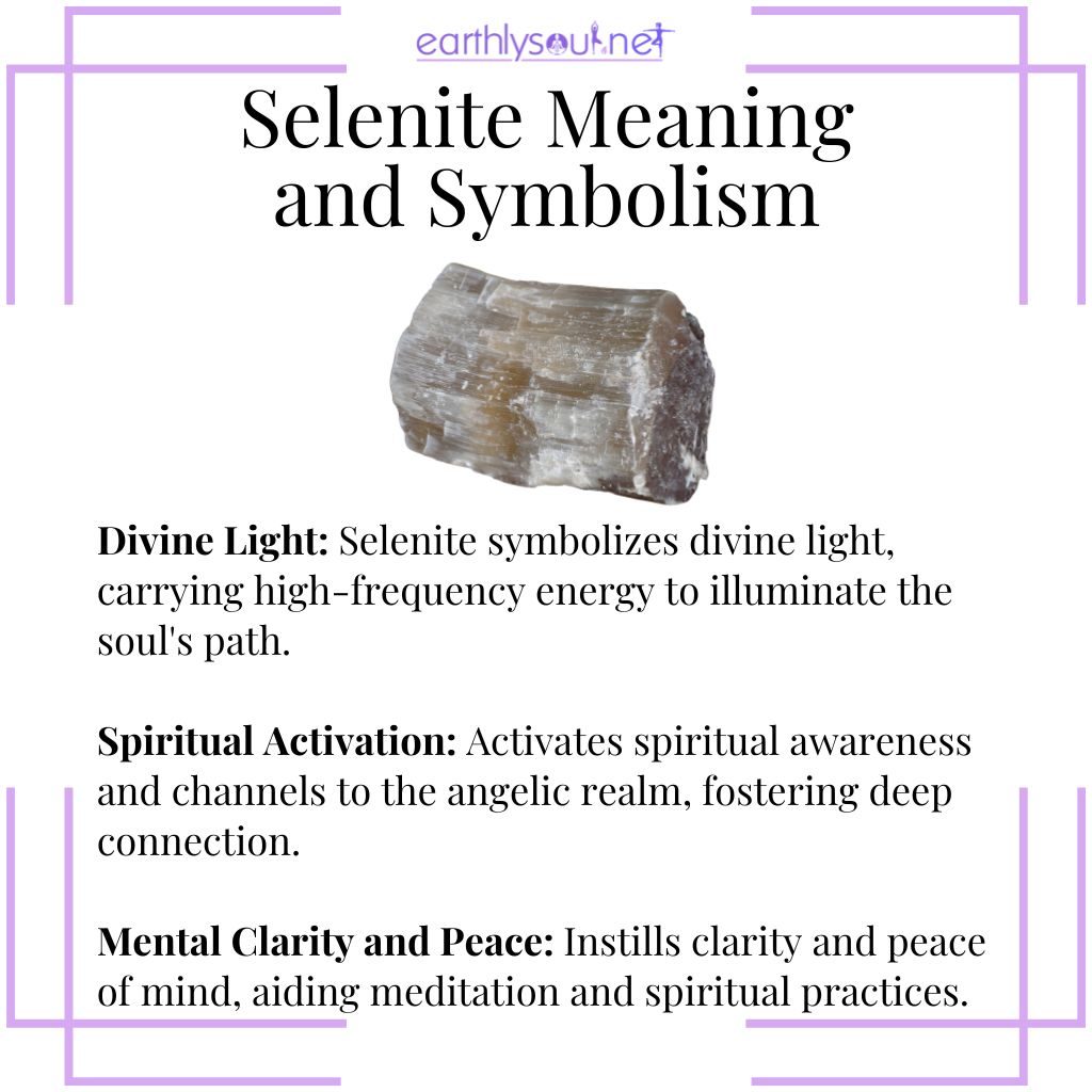 Selenite crystal symbolizing divine light, spiritual activation, and mental clarity