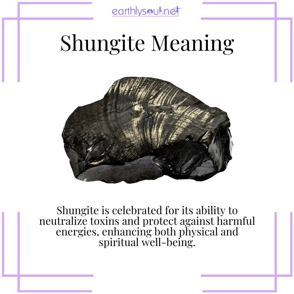 Shungite, a powerful purifier enhancing physical and spiritual well-being.