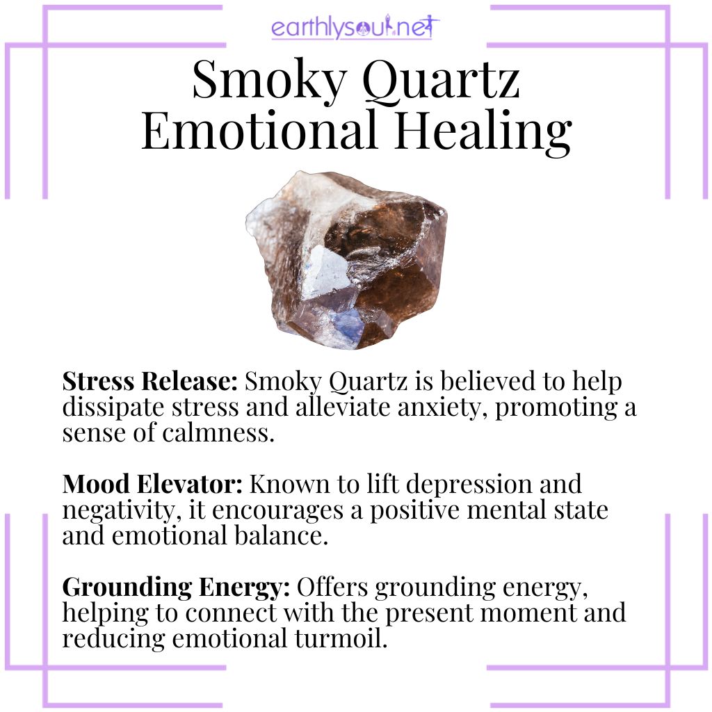 Soothing smoky quartz piece, known for its emotional healing energy, ideal for calming and stability
