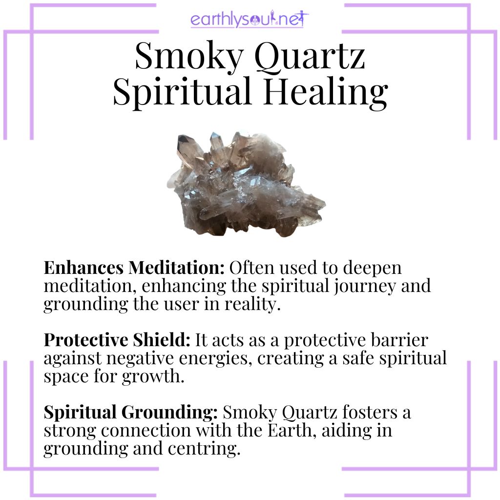 Natural smoky quartz cluster, revered for spiritual grounding and enhancing higher consciousness