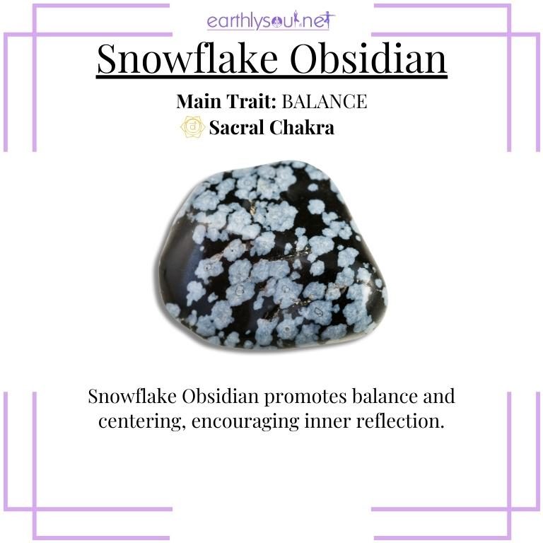 Black and white snowflake obsidian crystal for balance