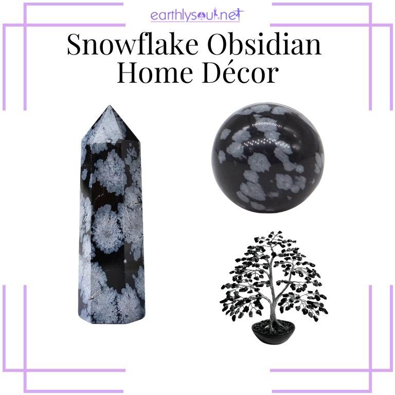 Snowflake obsidian home decor products