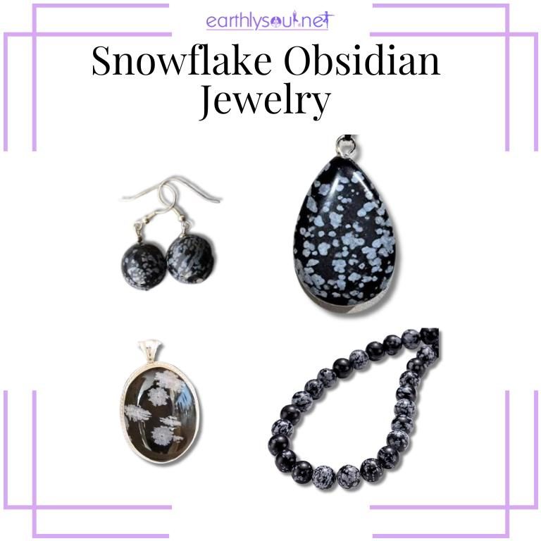 Collection of snowflake obsidian jewelry