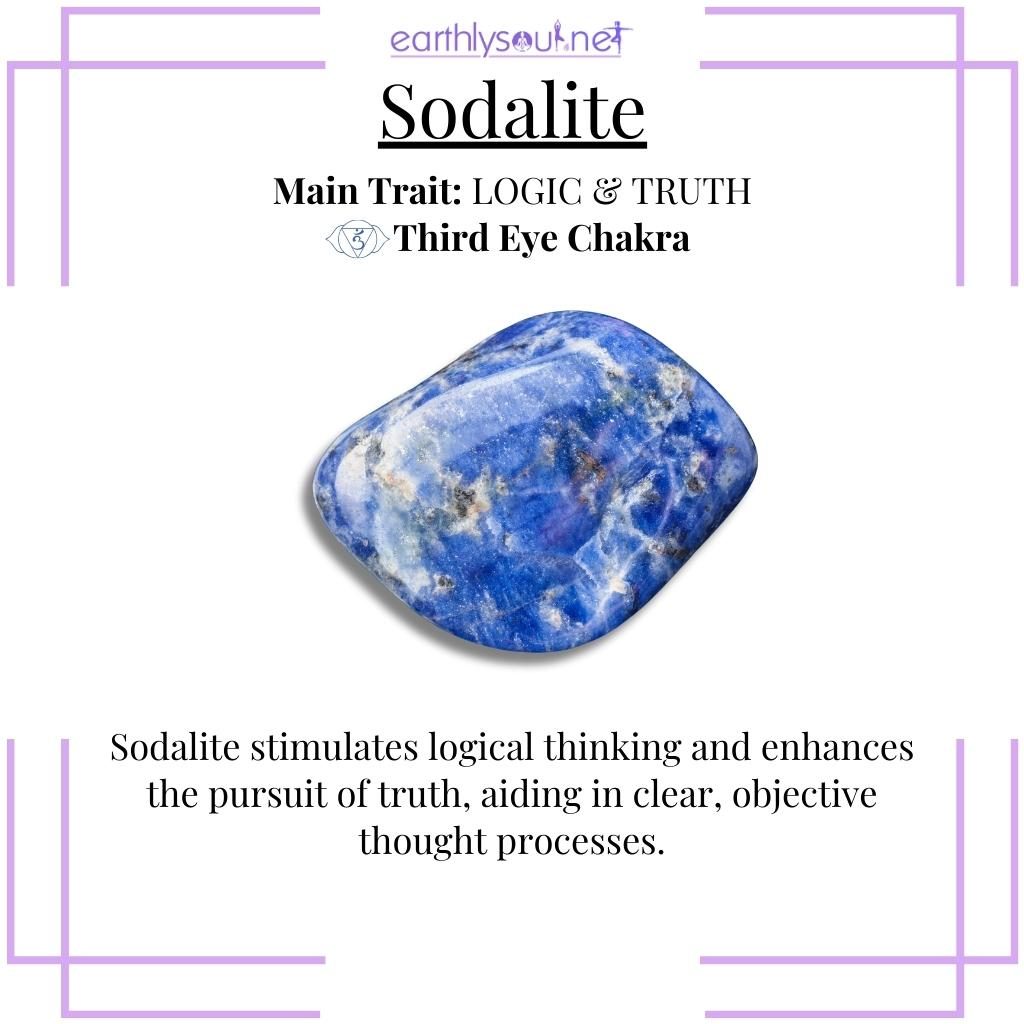 Deep blue sodalite crystal for enhanced logic and truthful understanding