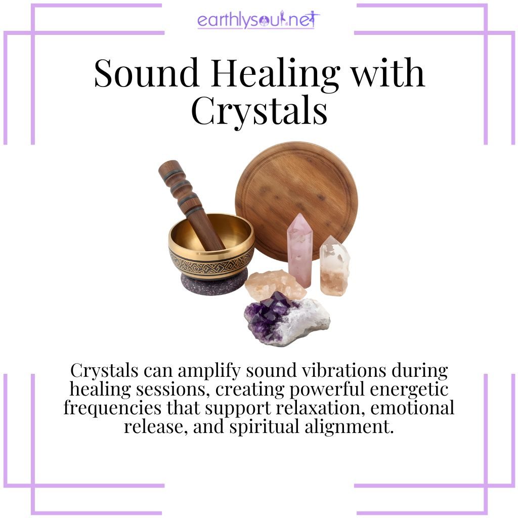 Sound healing with crystals amplifying vibrations for deep relaxation and spiritual alignment