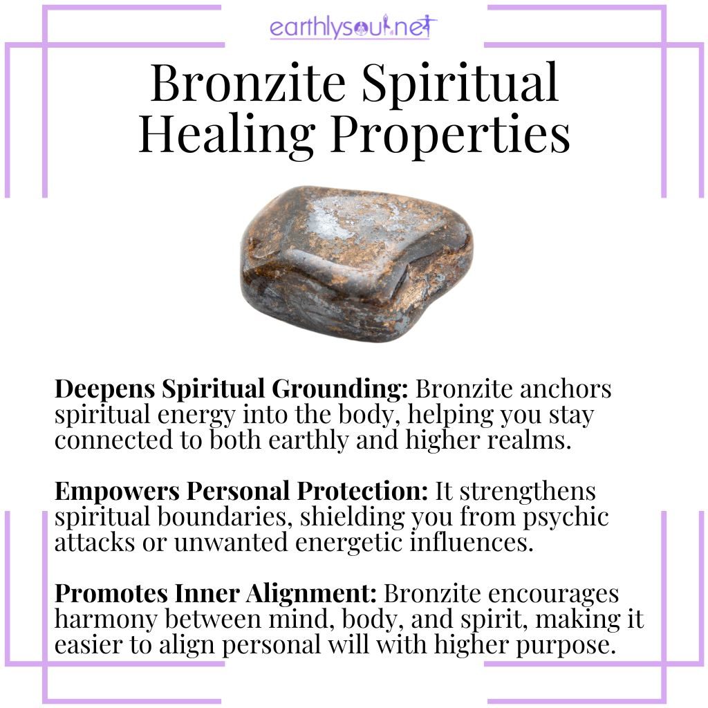 Bronzite deepens grounding, empowers protection, and promotes mind-body-spirit alignment.