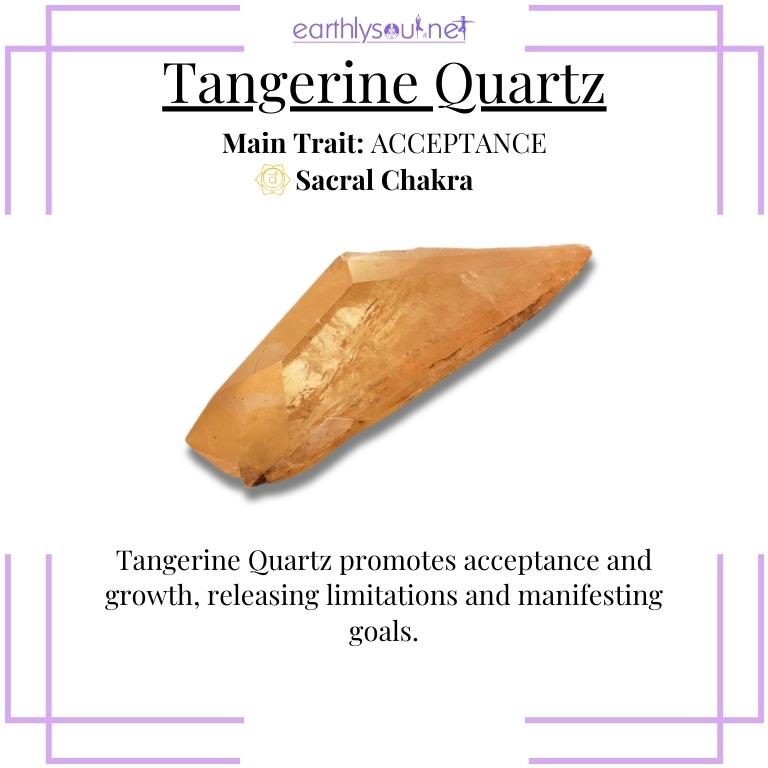 Orange tangerine quartz crystal for acceptance